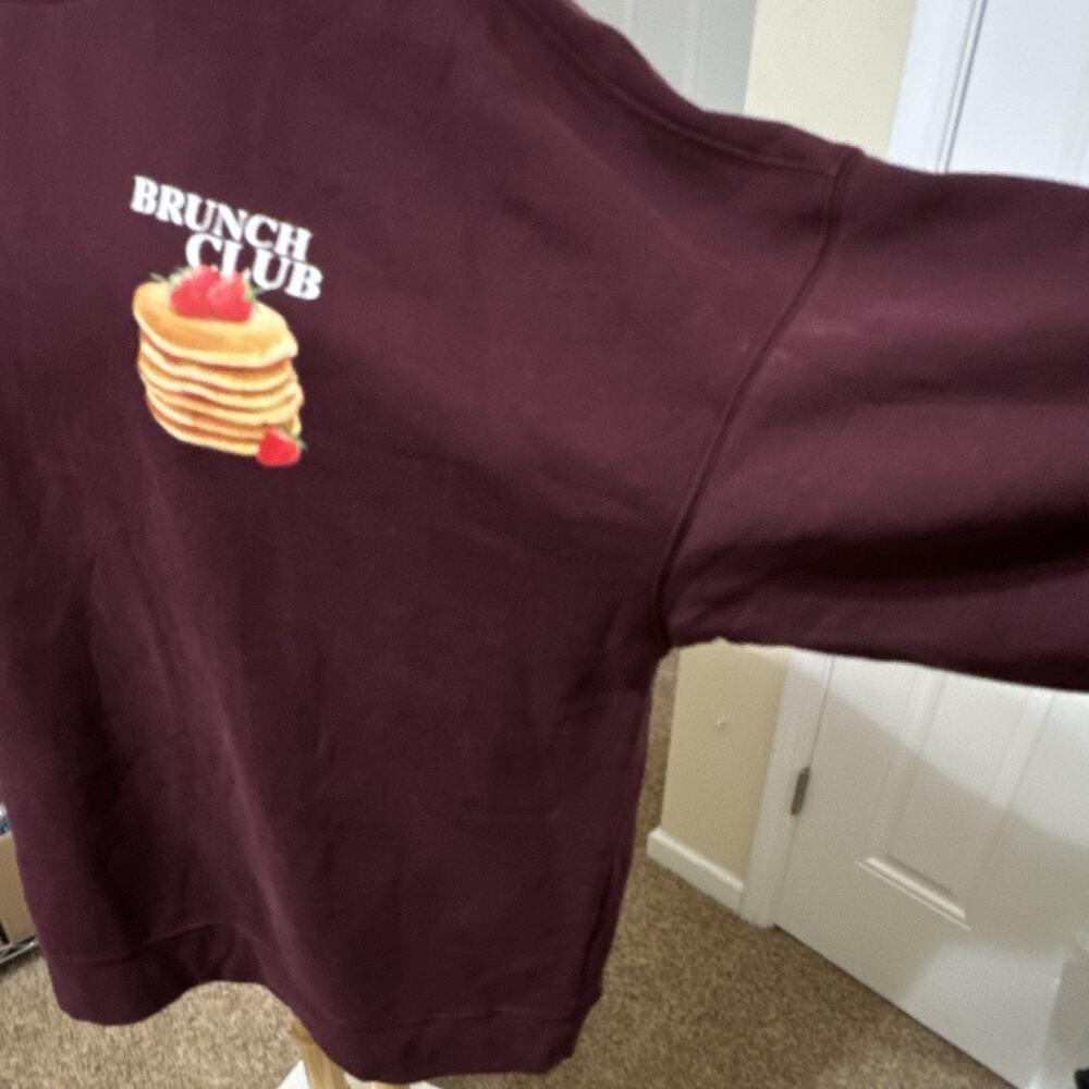 Wild Fable Unisex 2XL Burgundy Crewneck Pullover Sweatshirt Brunch Club Graphic - Picture 4 of 12
